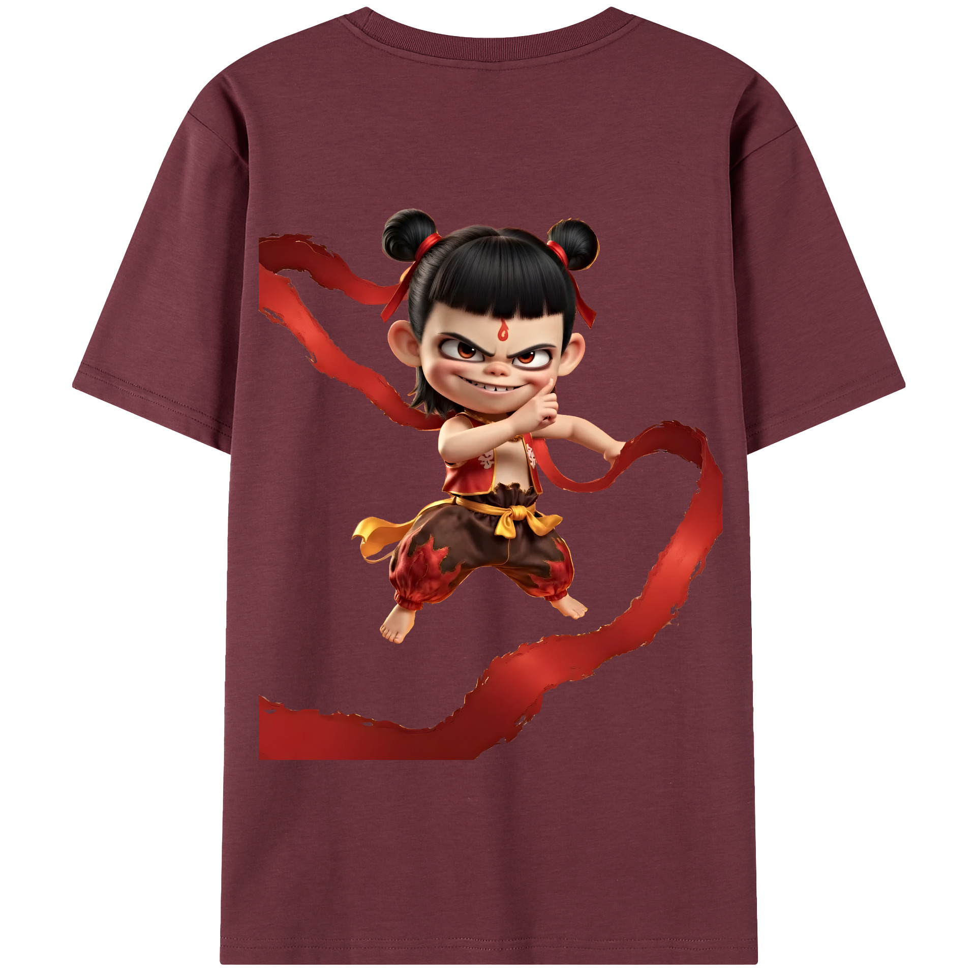 （画像用） Ne Zha 2 ナタ 魔童の大暴れ 綿100％半袖Tシャツ（背面プリント）